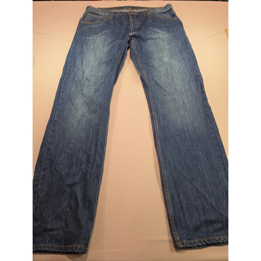 Cheap Monday Five Acid Scraping Jeans Mens 36x34 Blue Straight Leg Button Fly